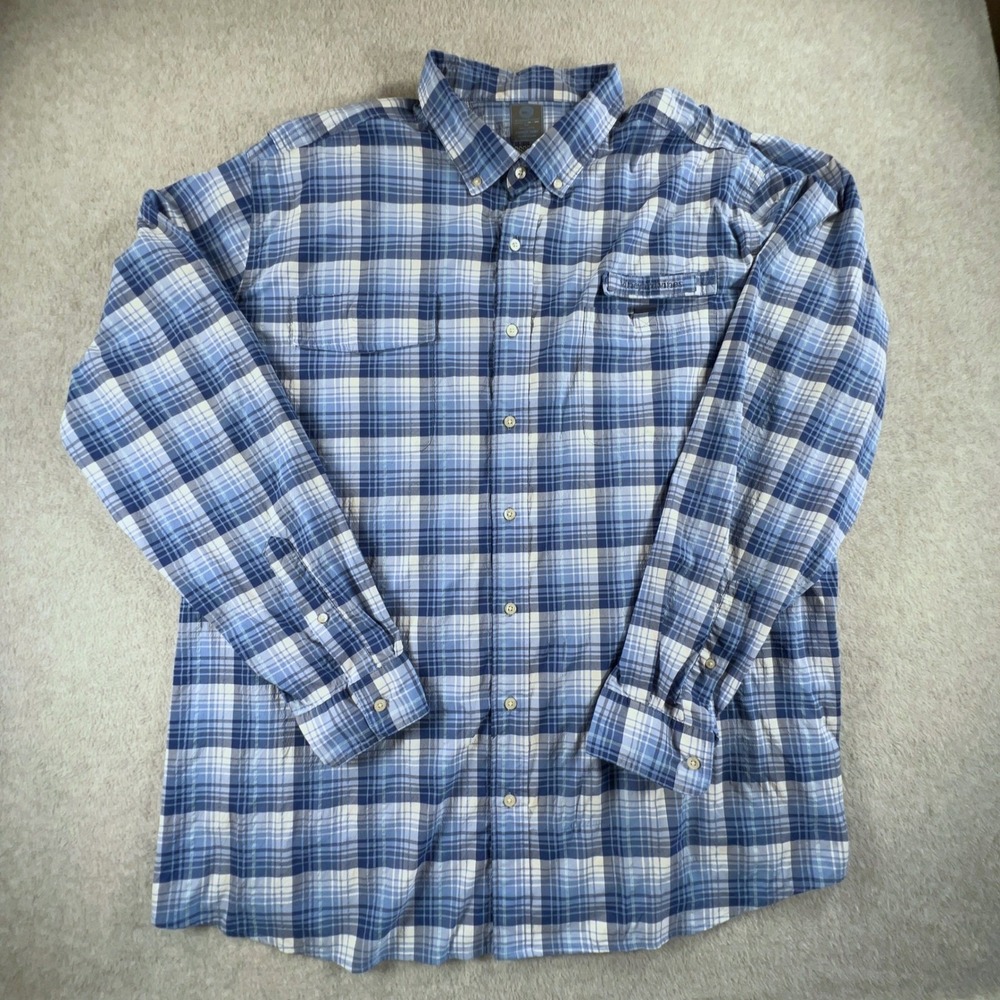 Vineyard Vines Mens Blue Plaid Performance Ventilated Button Down Shirt 2XL